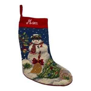 Christmas Mom Crosstitch Mom Embroidered‎ Snowman Mini Stocking